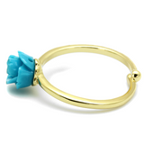 LO4060 - Brass Ring Flash Gold Women Synthetic Sea Blue
