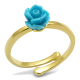 LO4060 - Brass Ring Flash Gold Women Synthetic Sea Blue