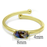 LO4062 - Brass Ring Flash Gold Women Precious Stone Multi Color