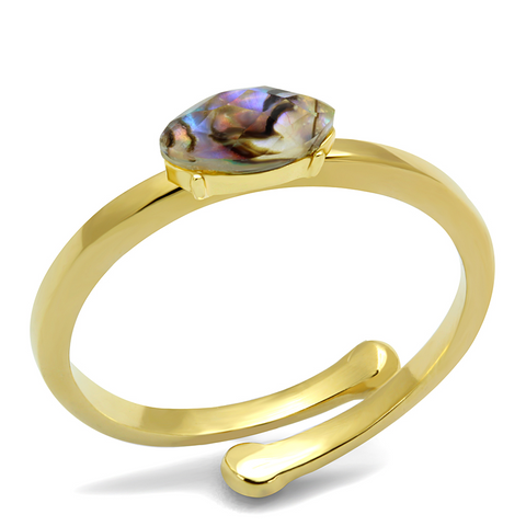 LO4062 - Brass Ring Flash Gold Women Precious Stone Multi Color