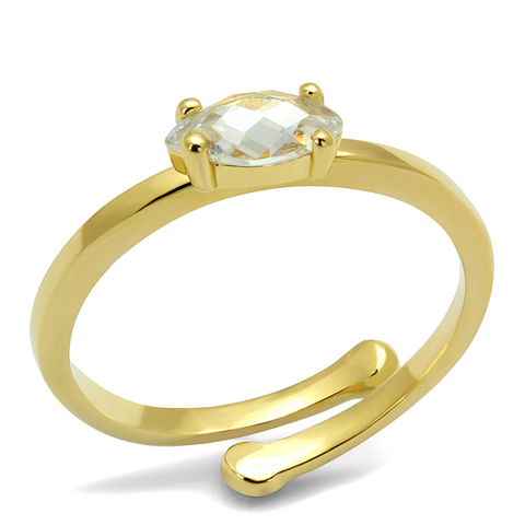 LO4067 - Brass Ring Flash Gold Women AAA Grade CZ Clear