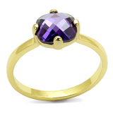 LO4076 - Flash Gold Brass Ring with AAA Grade CZ  in Amethyst