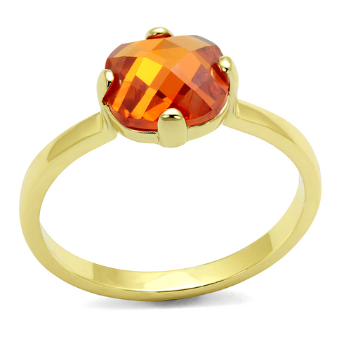 LO4079 - Brass Ring Flash Gold Women AAA Grade CZ Orange