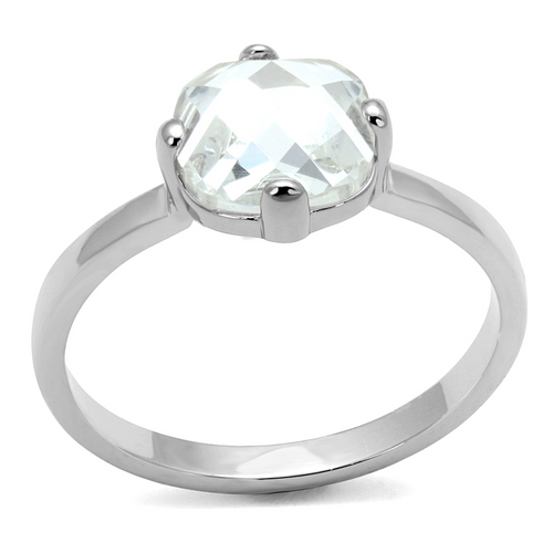 LO4080 - Brass Ring Rhodium Women AAA Grade CZ Clear