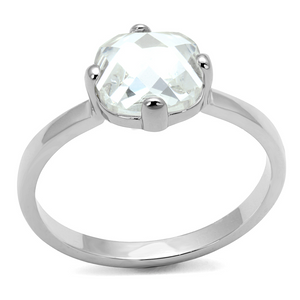 LO4080 - Brass Ring Rhodium Women AAA Grade CZ Clear