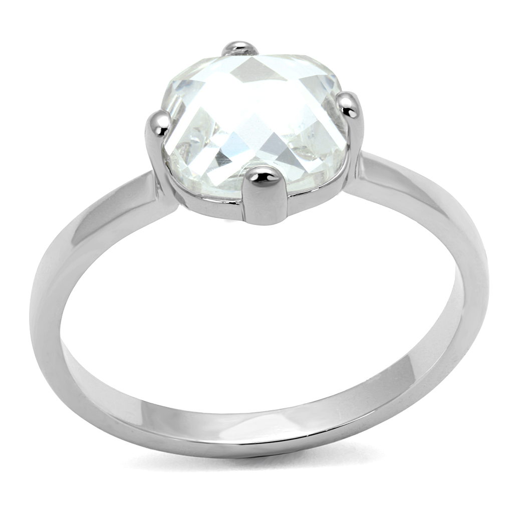 LO4080 - Brass Ring Rhodium Women AAA Grade CZ Clear