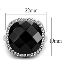 LO4085 - Brass Ring Rhodium Women AAA Grade CZ Black Diamond