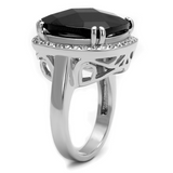 LO4085 - Brass Ring Rhodium Women AAA Grade CZ Black Diamond