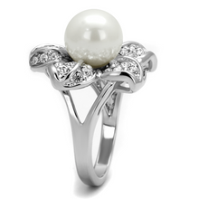 LO4088 - Brass Ring Rhodium Women Synthetic White