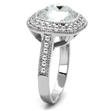 LO4092 - Brass Ring Rhodium Women Top Grade Crystal Clear