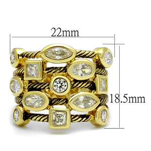 LO4096 - Brass Ring Gold Women AAA Grade CZ Clear
