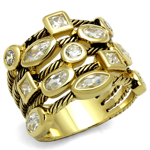 LO4096 - Brass Ring Gold Women AAA Grade CZ Clear