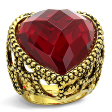 LO4102 - Brass Ring Gold Women Synthetic Garnet