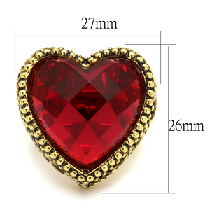 LO4102 - Brass Ring Gold Women Synthetic Garnet