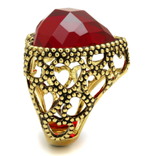 LO4102 - Brass Ring Gold Women Synthetic Garnet