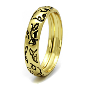 LO4106 - Brass Ring Gold Women Epoxy Jet