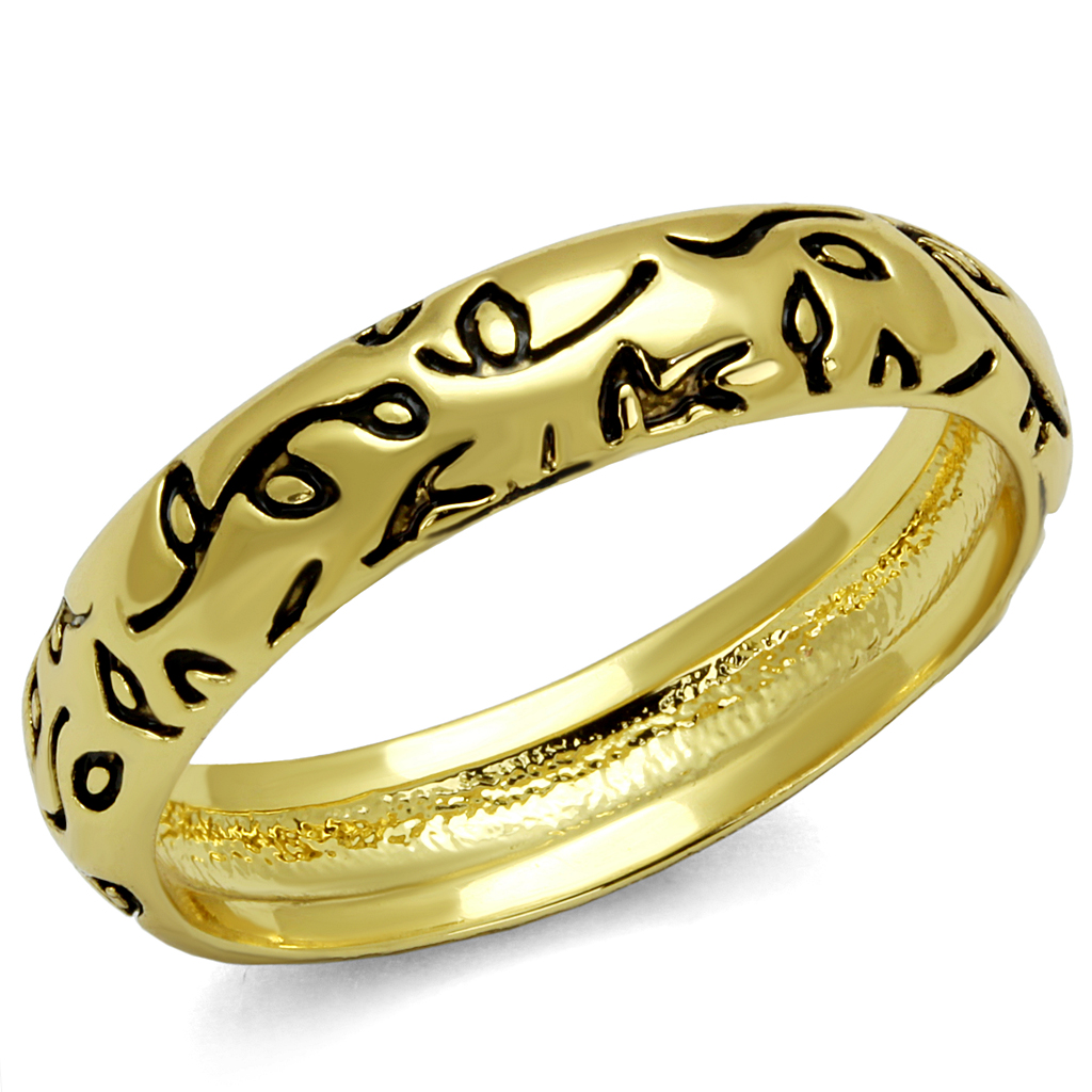 LO4106 - Brass Ring Gold Women Epoxy Jet