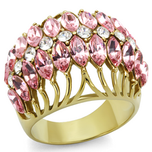 LO4108 - Brass Ring IP Gold(Ion Plating) Women Top Grade Crystal Rose