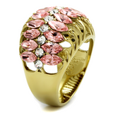 LO4108 - Brass Ring IP Gold(Ion Plating) Women Top Grade Crystal Rose