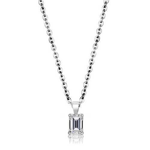 LO4127 - Brass Chain Pendant Rhodium Women AAA Grade CZ Clear