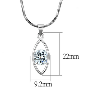 LO4157 - Brass Chain Pendant Rhodium Women AAA Grade CZ Clear