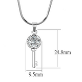 LO4158 - Brass Chain Pendant Rhodium Women AAA Grade CZ Clear