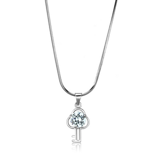 LO4161 - Brass Chain Pendant Rhodium Women AAA Grade CZ Clear