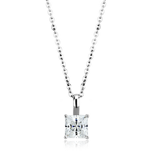 LO4174 - Brass Chain Pendant Rhodium Women AAA Grade CZ Clear