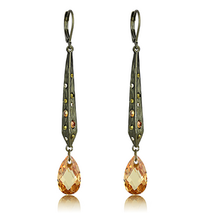LO4189 - Brass Earrings Antique Copper Women Top Grade Crystal Champagne