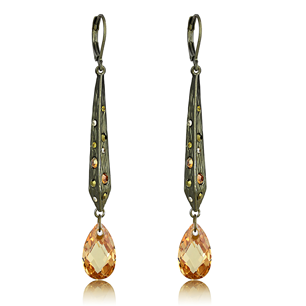 LO4189 - Brass Earrings Antique Copper Women Top Grade Crystal Champagne