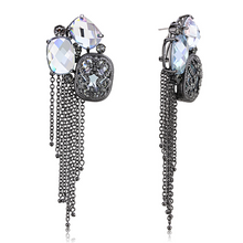 LO4191 - Brass Earrings TIN Cobalt Black Women AAA Grade CZ Clear