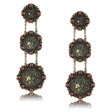 LO4196 - Brass Earrings Antique Copper Women AAA Grade CZ Garnet