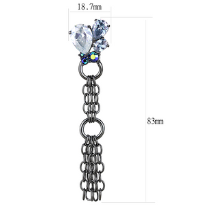 LO4204 - Brass Earrings TIN Cobalt Black Women AAA Grade CZ Clear