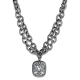 LO4207 - Brass Necklace TIN Cobalt Black Women AAA Grade CZ Clear