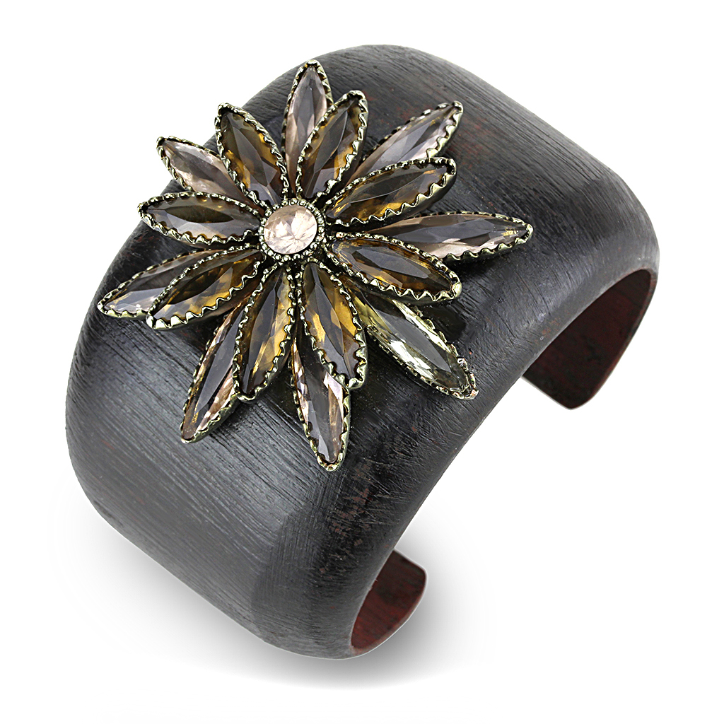 LO4220 - Brass Bangle Antique Copper Women Synthetic Champagne