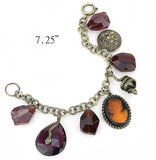 LO4223 - Brass Bracelet Antique Copper Women Synthetic Amethyst