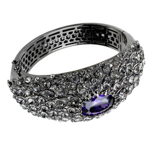 LO4275 - Brass Bangle TIN Cobalt Black Women AAA Grade CZ Tanzanite