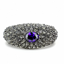 LO4275 - Brass Bangle TIN Cobalt Black Women AAA Grade CZ Tanzanite