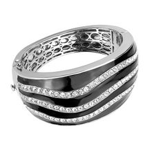 LO4278 - Brass Bangle Rhodium Women Top Grade Crystal Clear