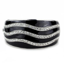LO4278 - Brass Bangle Rhodium Women Top Grade Crystal Clear
