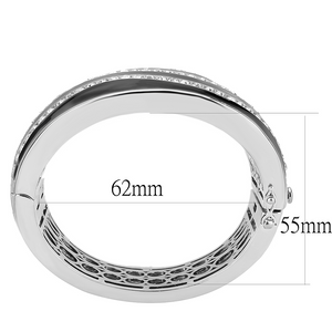 LO4278 - Brass Bangle Rhodium Women Top Grade Crystal Clear