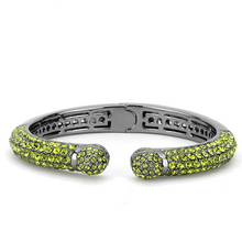 LO4284 - Brass Bangle TIN Cobalt Black Women Top Grade Crystal Olivine color