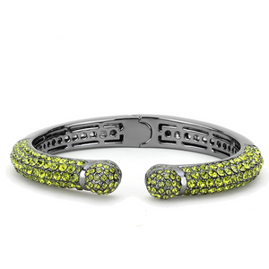 LO4284 - Brass Bangle TIN Cobalt Black Women Top Grade Crystal Olivine color