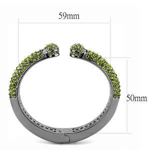 LO4284 - Brass Bangle TIN Cobalt Black Women Top Grade Crystal Olivine color