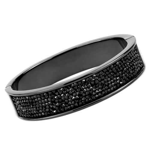 LO4286 - Brass Bangle IP Black(Ion Plating) Women Top Grade Crystal Jet