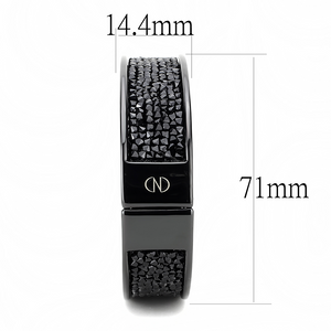 LO4286 - Brass Bangle IP Black(Ion Plating) Women Top Grade Crystal Jet