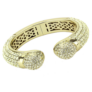 LO4295 - Brass Bangle Flash Gold Women Top Grade Crystal Citrine Yellow