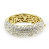LO4301 - Brass Bangle Flash Gold Women Top Grade Crystal Clear
