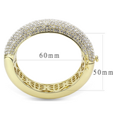 LO4301 - Flash Gold Brass Bangle with Top Grade Crystal  in Clear