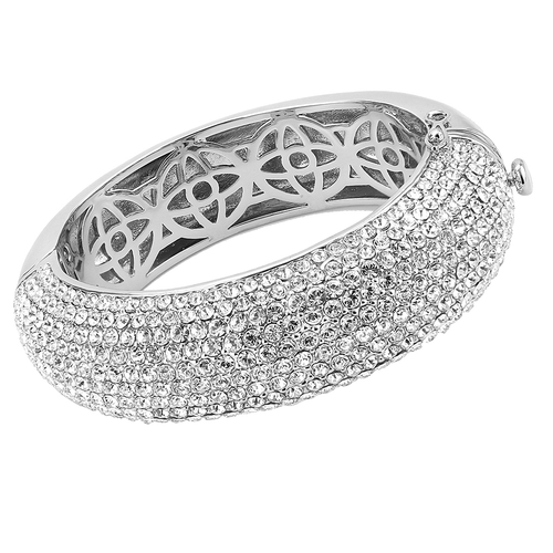 LO4302 - Brass Bangle Rhodium Women Top Grade Crystal Clear